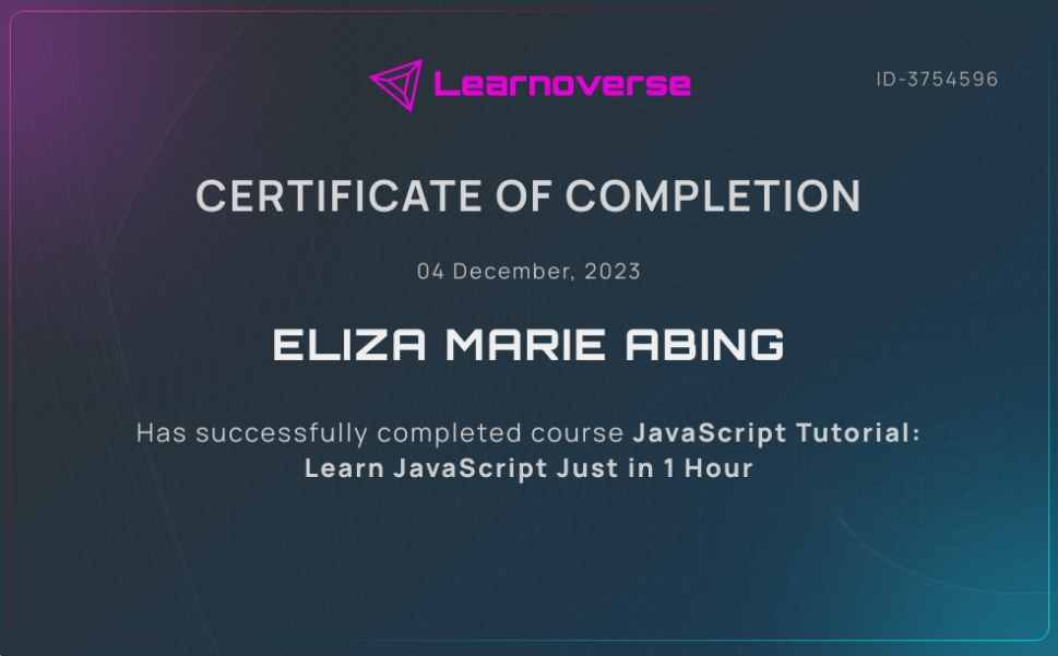 Certificate of Completion